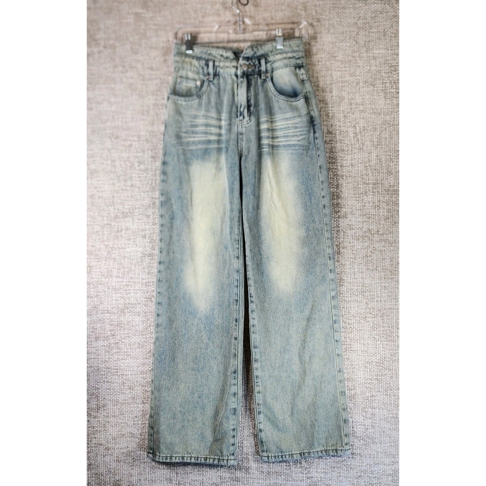 Chuu Highest Rise Wide Leg Jeans Womens Size 27 (Fits 26x30) Light Wash Denim